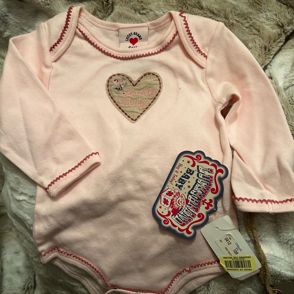 NWT Lucky Brand infant onesie, 6/9 month and Faded Glory infant jeans 6/9 month